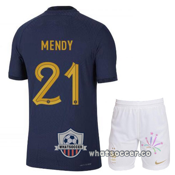 France (MENDY 21) Kids Home Soccer Jerseys Blue Royal 2022-2023