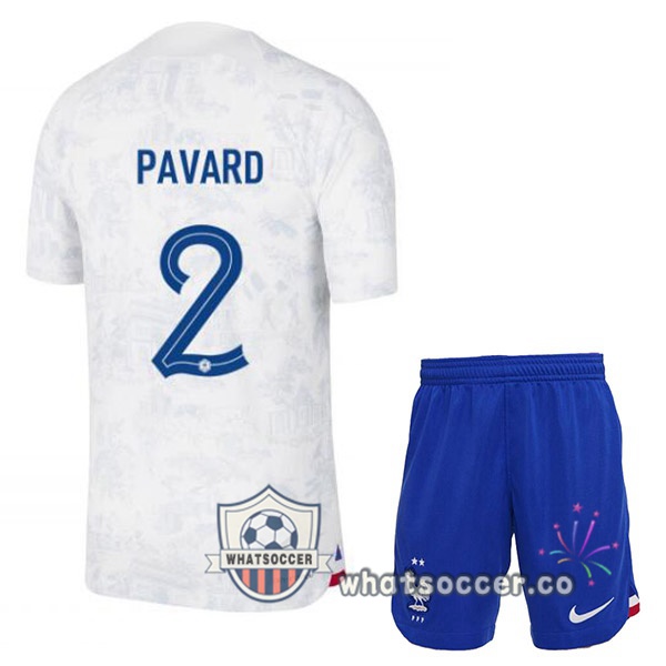 France (PAVARD 2) Kids Away Soccer Jerseys White 2022-2023