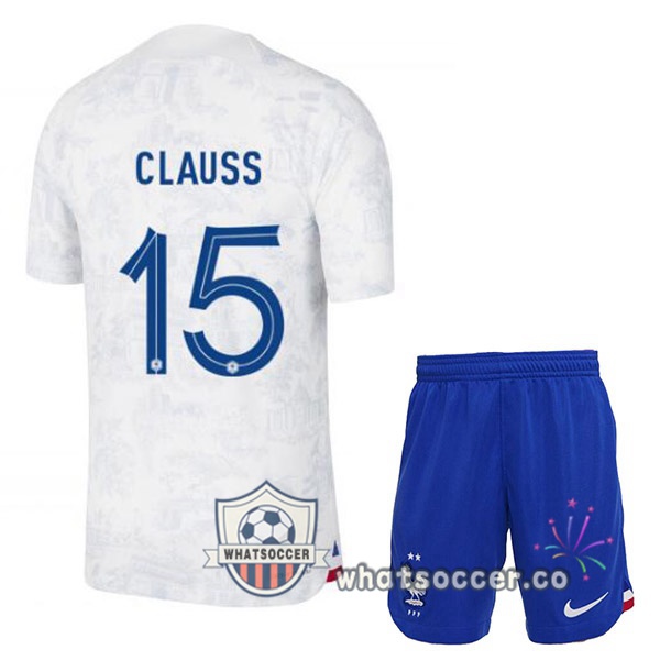 France (CLAUSS 15) Kids Away Soccer Jerseys White 2022-2023