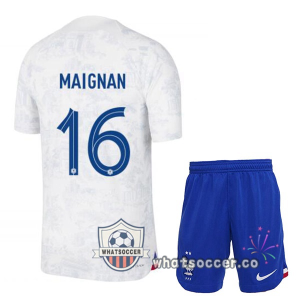 France (MAIGNAN 16) Kids Away Soccer Jerseys White 2022-2023