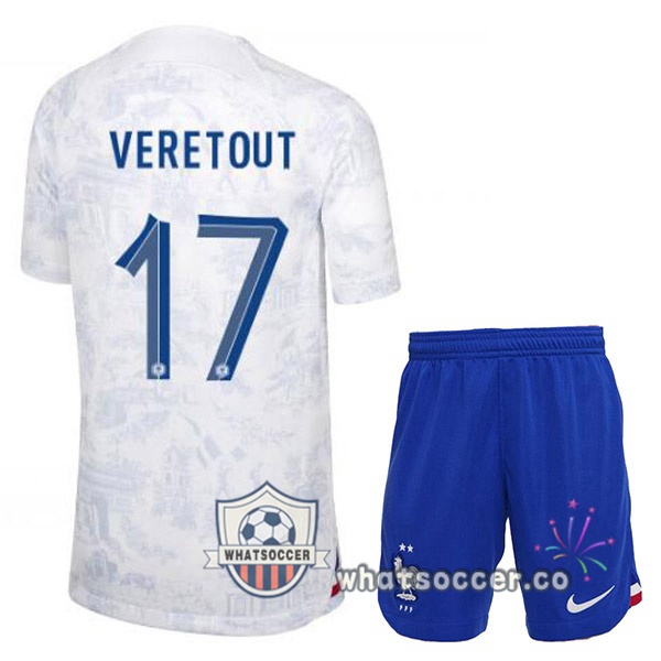 France (VERETOUT 17) Kids Away Soccer Jerseys White 2022-2023
