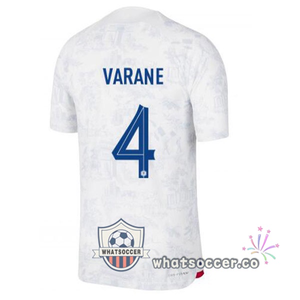 France (VARANE 4) Away Soccer Jerseys White 2022-2023