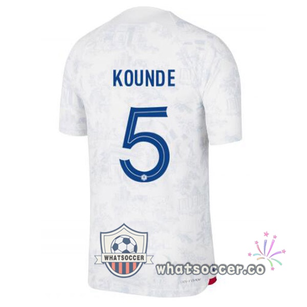 France (KOUNDE 5) Away Soccer Jerseys White 2022-2023
