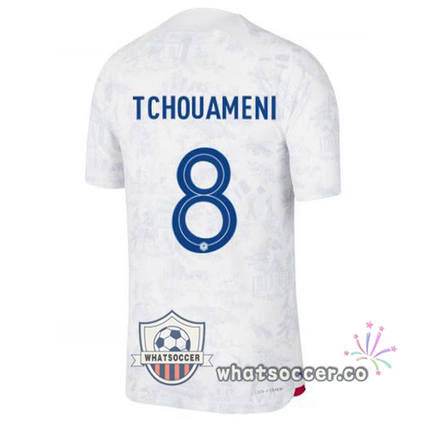 France (TCHOUAMENI 8) Away Soccer Jerseys White 2022-2023
