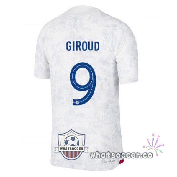 France (GIROUD 9) Away Soccer Jerseys White 2022-2023