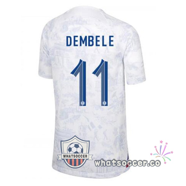 France (DEMBELE 11) Away Soccer Jerseys White 2022-2023