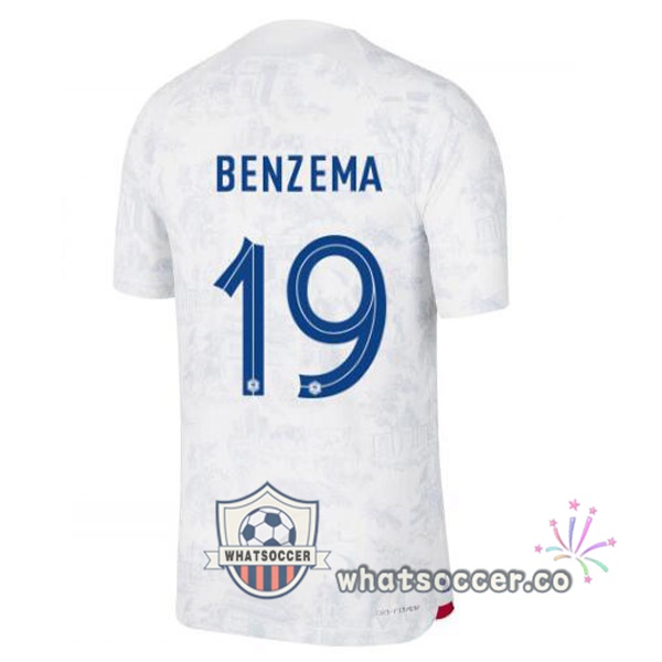 France (BENZEMA 19) Away Soccer Jerseys White 2022-2023