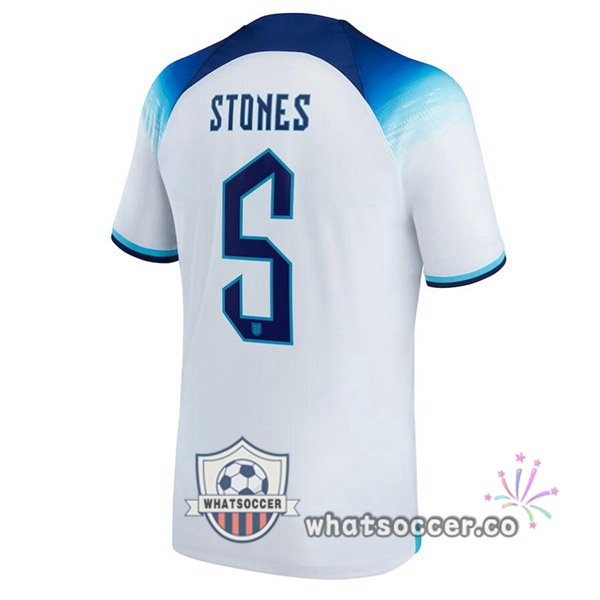 England (STONES 5) Home Soccer Jerseys White 2022-2023