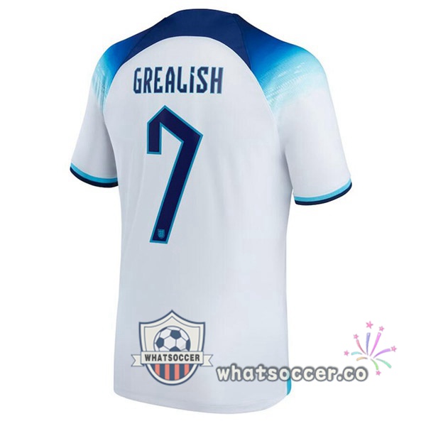 England (GREALISH 7) Home Soccer Jerseys White 2022-2023