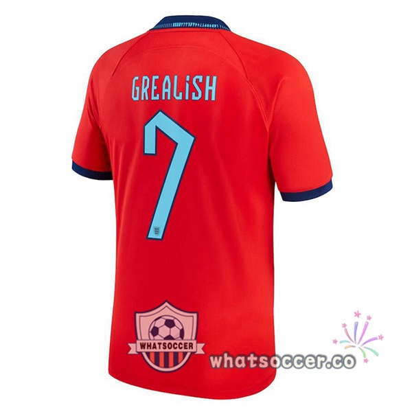 England (GREALISH 7) Away Soccer Jerseys Red 2022-2023