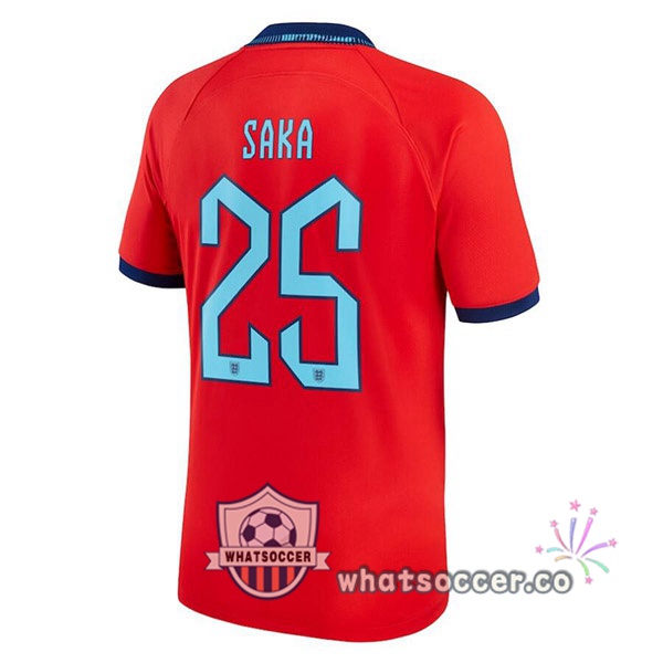 England (SAKA 25) Away Soccer Jerseys Red 2022-2023