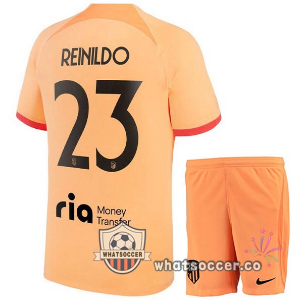 Atletico Madrid (REINILDO 23) Kids Third Soccer Jerseys Orange 2022-2023