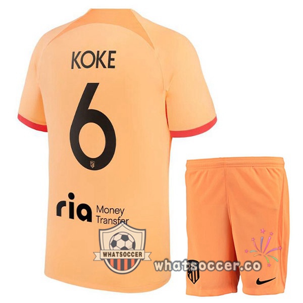 Atletico Madrid (KOKE 6) Kids Third Soccer Jerseys Orange 2022-2023