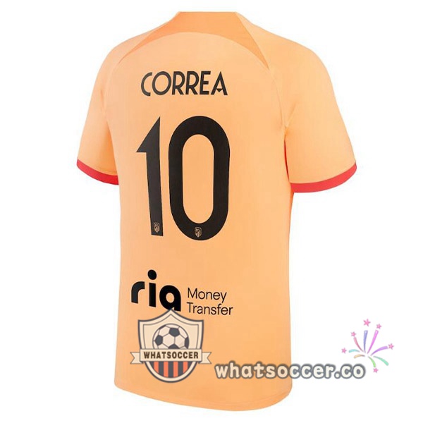 Atletico Madrid (CORREA 10) Third Soccer Jerseys Orange 2022-2023