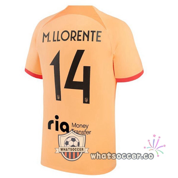 Atletico Madrid (M. LLORENTE 14) Third Soccer Jerseys Orange 2022-2023