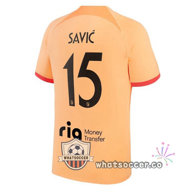Atletico Madrid (SAVIC 15) Third Soccer Jerseys Orange 2022-2023