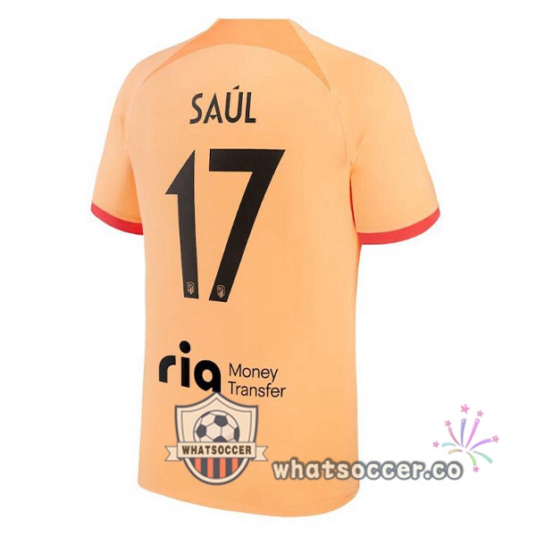 Atletico Madrid (SAÚL 17) Third Soccer Jerseys Orange 2022-2023