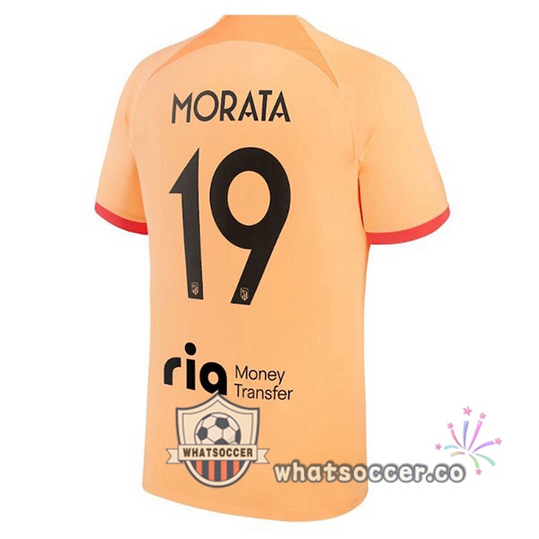 Atletico Madrid (MORATA 19) Third Soccer Jerseys Orange 2022-2023