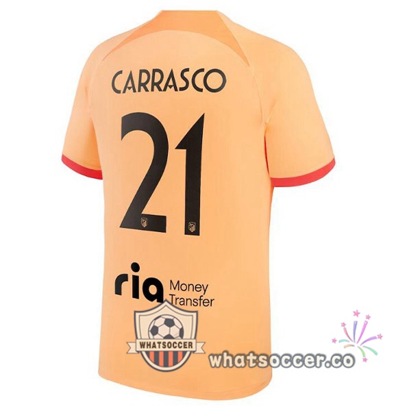Atletico Madrid (CARRASCO 21) Third Soccer Jerseys Orange 2022-2023