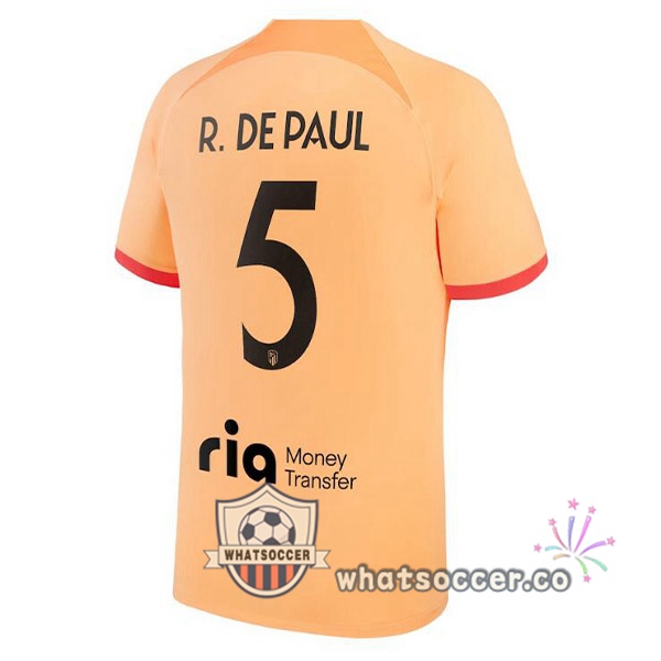 Atletico Madrid (R. DE PAUL 5) Third Soccer Jerseys Orange 2022-2023