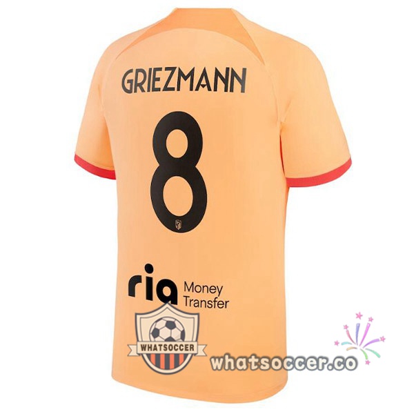 Atletico Madrid (GRIEZMANN 8) Third Soccer Jerseys Orange 2022-2023