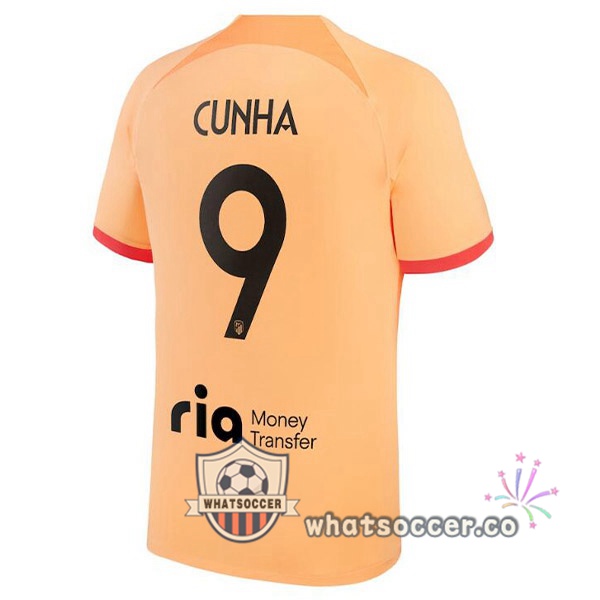 Atletico Madrid (CUNHA 9) Third Soccer Jerseys Orange 2022-2023