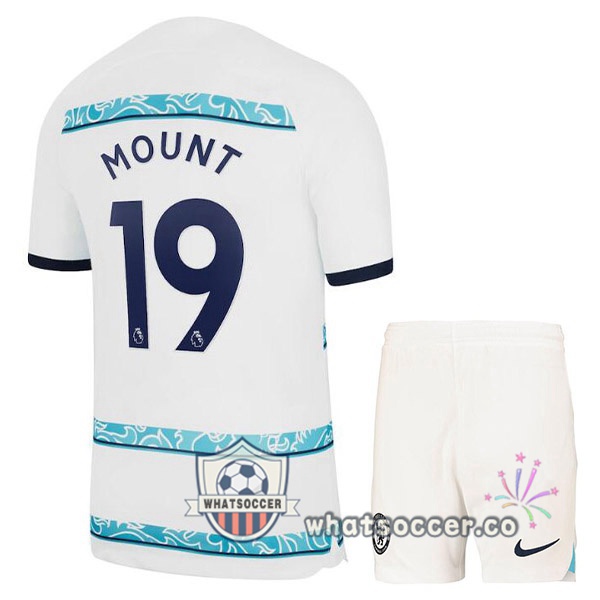 FC Chelsea (MOUNT 19) Kids Away Soccer Jerseys White 2022-2023