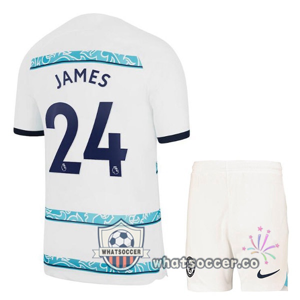 FC Chelsea (JAMES 24) Kids Away Soccer Jerseys White 2022-2023