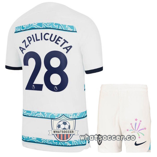 FC Chelsea (AZPILICUETA 28) Kids Away Soccer Jerseys White 2022-2023