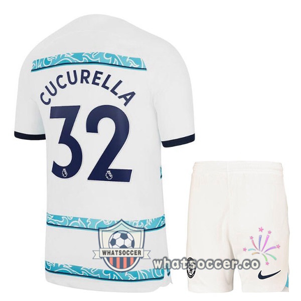 FC Chelsea (CUCURELLA 32) Kids Away Soccer Jerseys White 2022-2023