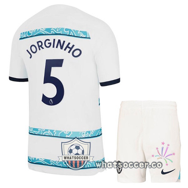FC Chelsea (JORGINHO 5) Kids Away Soccer Jerseys White 2022-2023