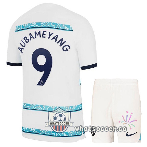 FC Chelsea (AUBAMEYANG 9) Kids Away Soccer Jerseys White 2022-2023