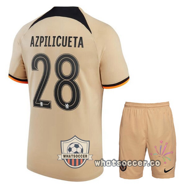 FC Chelsea (AZPILICUETA 28) Kids Third Soccer Jerseys Marron 2022-2023