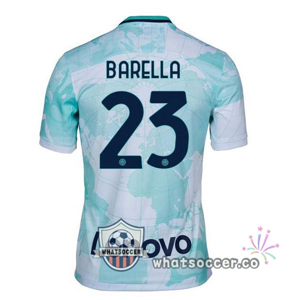 Inter Milan (BARELLA 23) Away Soccer Jerseys White Green 2022-2023