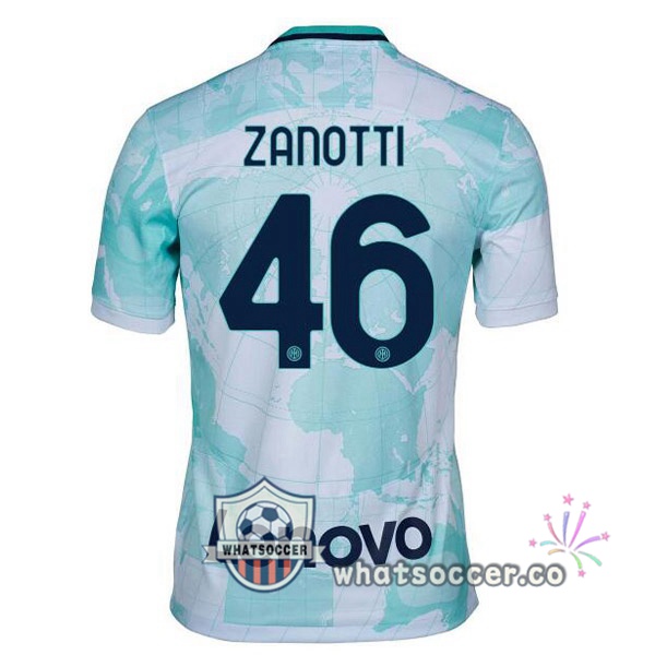 Inter Milan (ZANOTTI 46) Away Soccer Jerseys White Green 2022-2023