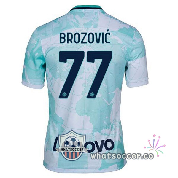 Inter Milan (BROZOVIĆ 77) Away Soccer Jerseys White Green 2022-2023