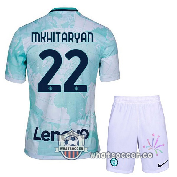 Inter Milan (MKHITARYAN 22) Kids Away Soccer Jerseys White Green 2022-2023
