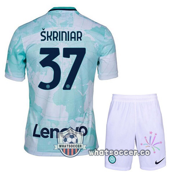 Inter Milan (ŠKRINIAR 37) Kids Away Soccer Jerseys White Green 2022-2023