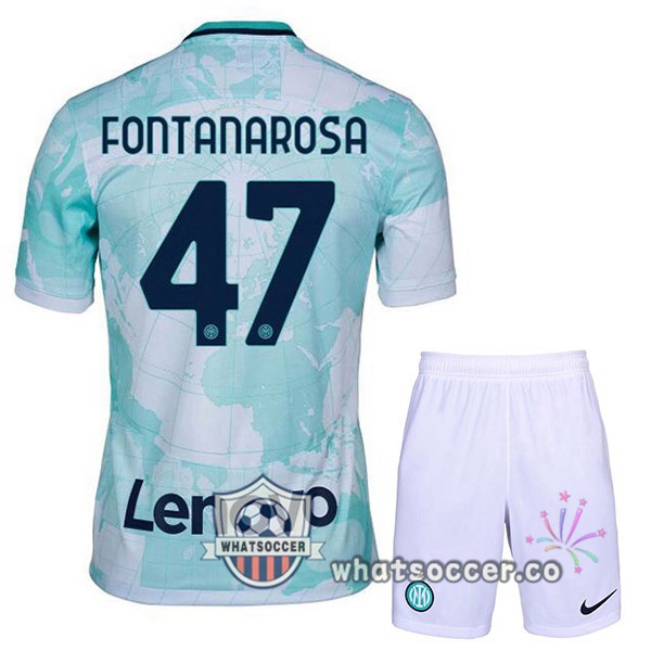 Inter Milan (FONTANAROSA 47) Kids Away Soccer Jerseys White Green 2022-2023
