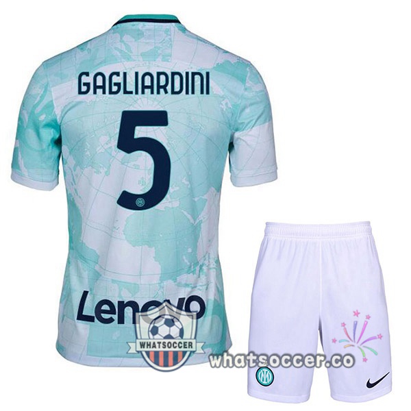 Inter Milan (GAGLIARDINI 5) Kids Away Soccer Jerseys White Green 2022-2023