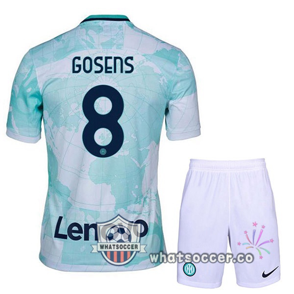 Inter Milan (GOSENS 8) Kids Away Soccer Jerseys White Green 2022-2023