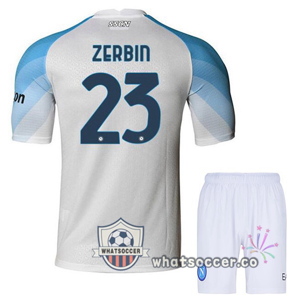 SSC Napoli (Zerbin 23) Kids Home Soccer Jerseys White 2022-2023