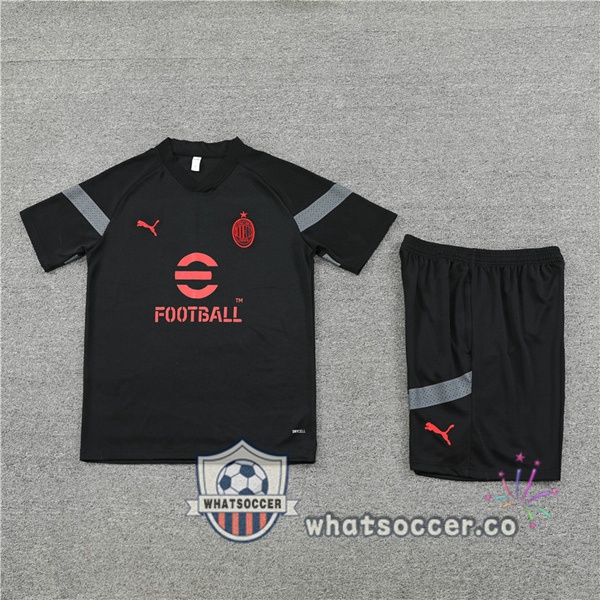 AC Milan Training T-Shirts + Shorts Black 2022-2023