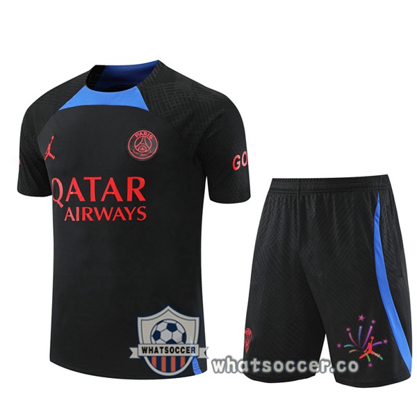 Paris PSG Training T-Shirts + Shorts Black 2022-2023