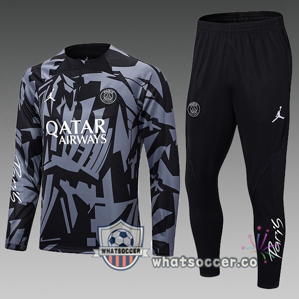 Paris PSG Kids Black Gray Tracksuit 2022-2023