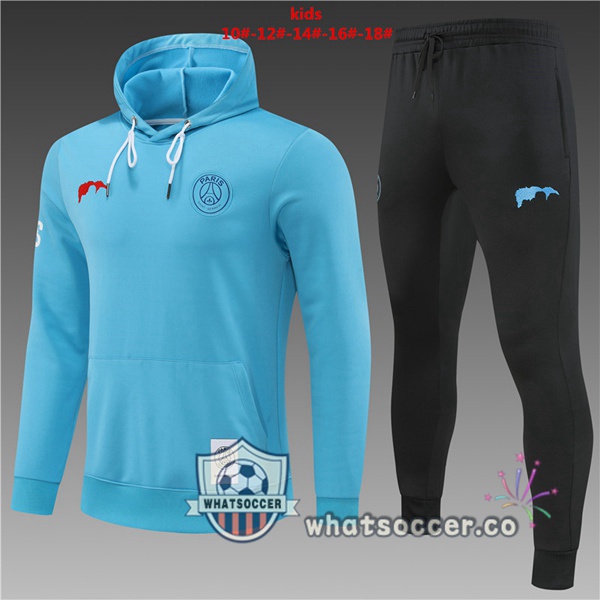 Paris PSG Kids Blue Black Hooded Jacket 2022-2023