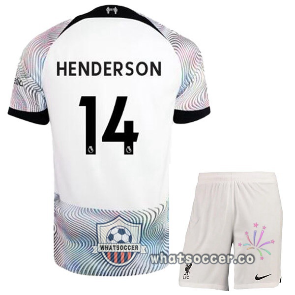 FC Liverpool (HENDERSON 14) Kids Away Soccer Jerseys White 2022-2023