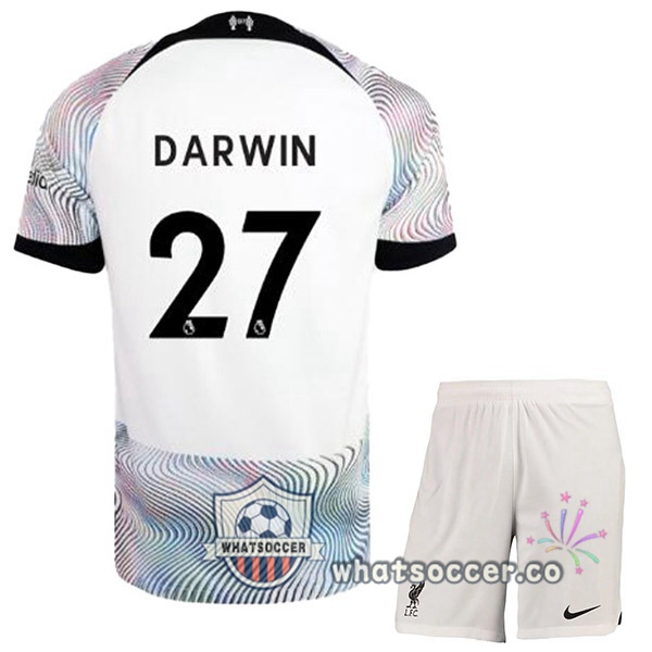 FC Liverpool (DARWIN 27) Kids Away Soccer Jerseys White 2022-2023
