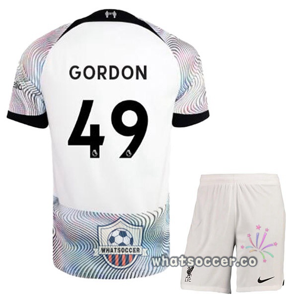 FC Liverpool (GORDON 49) Kids Away Soccer Jerseys White 2022-2023