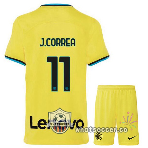 Inter Milan (J.CORREA 11) Kids Third Soccer Jerseys Yellow 2022-2023